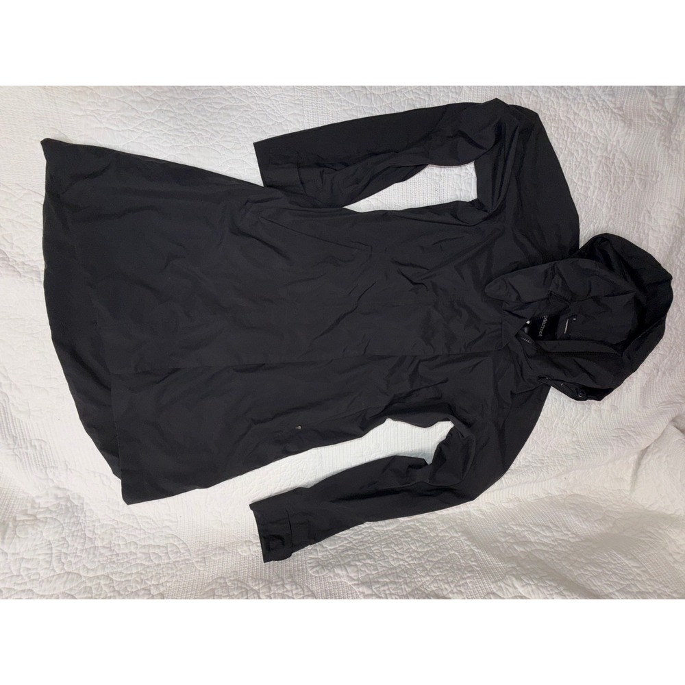 Marmot Womens Black Hooded Rain Trench Coat Longline Jacket Small